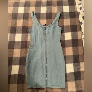 Haute Monde Denim Zip up Mini Dress